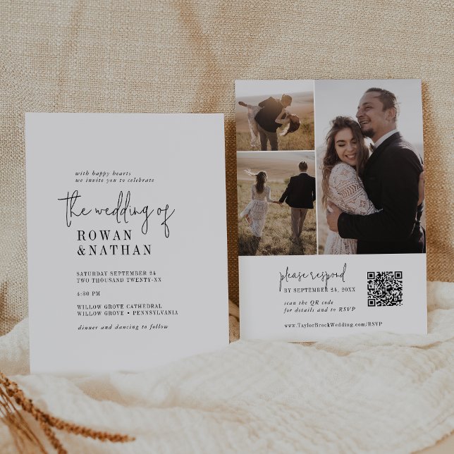 Convites Casamento de Fotografias do Código QR Branco e Pre (Criador carregado)