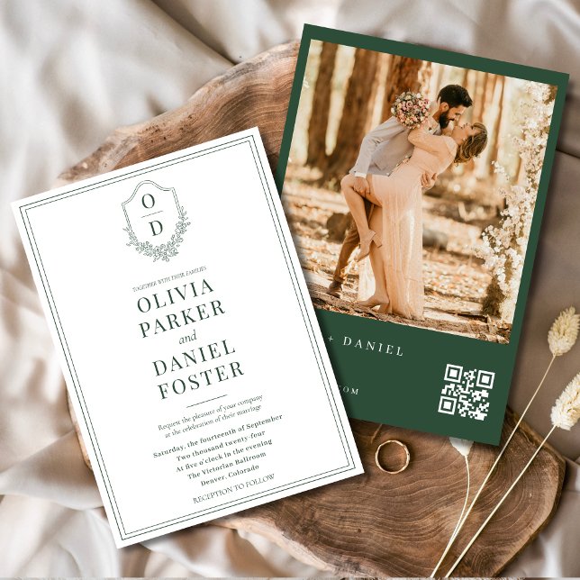 Convites Casamento de Fotografias do Código QR Moderno Emer (Criador carregado)