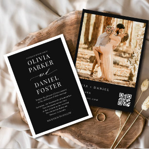 Convites Casamento de Fotografias do Código QR Preto e Bran