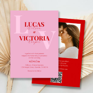 Convites Casamento de Fotografias do Código QR Vermelho e R