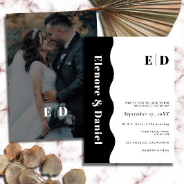 Convites Casamento de Fotografias do Lado do Monograma Bran