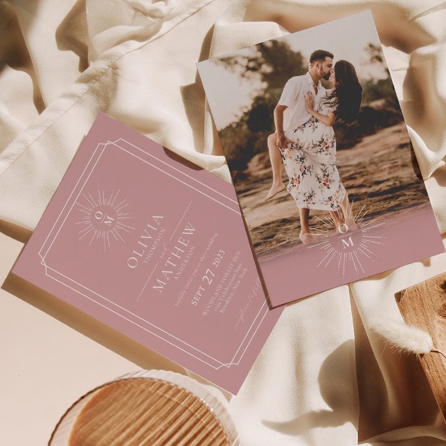 Convites Casamento de Fotografias do Monograma com Meio séc (Criador carregado)