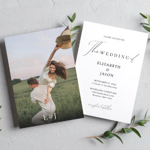 Convites Casamento de Fotografias do Monograma de Script Mo