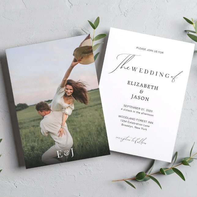 Convites Casamento de Fotografias do Monograma de Script Mo (Criador carregado)