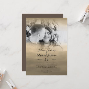 Convites Casamento de Fotografias Douradas de Sobreposição 