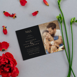 Convites Casamento de Fotografias Douradas e Negras