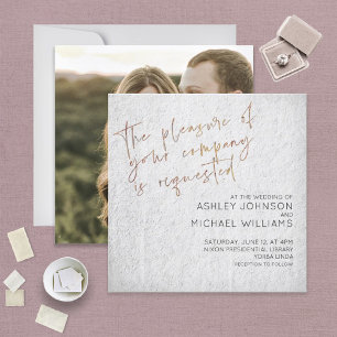 Convites Casamento de Fotografias Douradas Mínimas de Pret