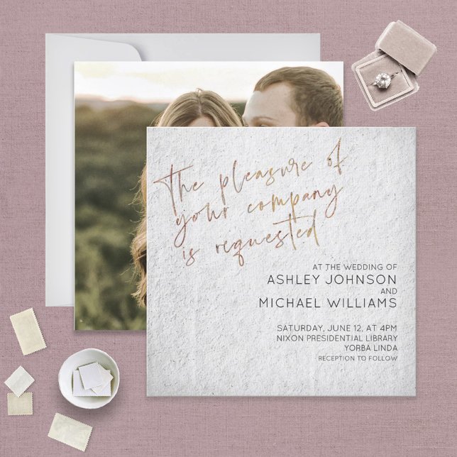 Convites Casamento de Fotografias Douradas Mínimas de Preto (Criador carregado)