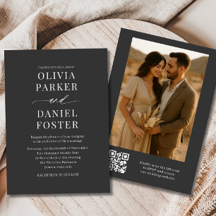 Convites Casamento de Fotografias Elegante de Código QR Mod