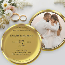 Casamento de Fotografias Elegante de Moedas Dourad