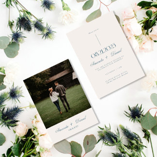 Convites Casamento de Fotografias Elegante Minimalista Beig