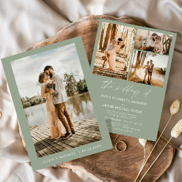 Convites Casamento de Fotografias Elegante Minimalista Sage