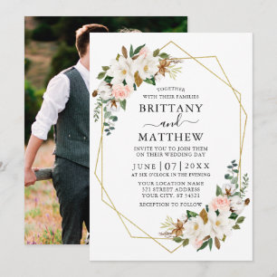 Convites Casamento de Fotografias Geo Frame Rosas de Waterc