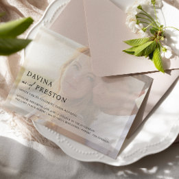 Convites Casamento de Fotografias Horizontal de Script Chic