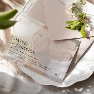 Convites Casamento de Fotografias Horizontal de Script Chic