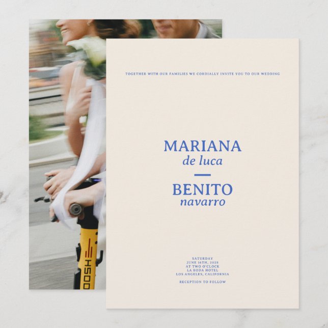 Convites Casamento de Fotografias Minimalista e Creme Moder (Frente/Verso)
