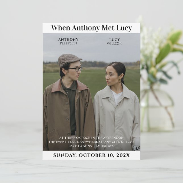 Convites Casamento de Fotografias Minimalista Único (Em pé/Frente)