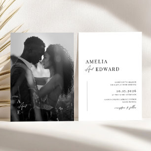 Convites Casamento de Fotografias Modernas Branca Simples