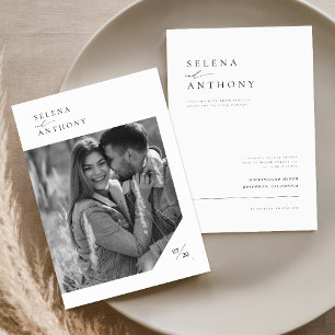Convites Casamento de Fotografias Modernas Elegante Preto e
