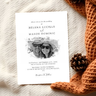 Convites Casamento De Fotografias Modernas Pretas E Brancas