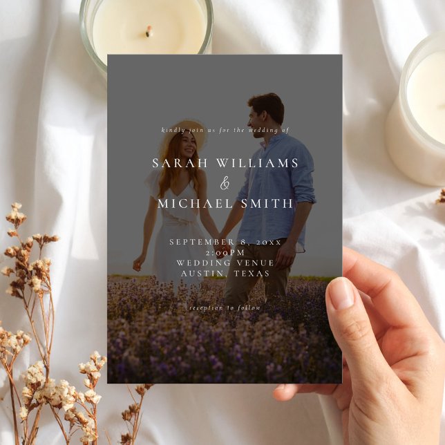 Convites Casamento de Fotografias Moderno Minimalista (Criador carregado)