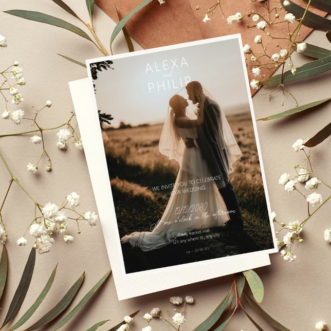 Convites Casamento de Fotografias Moderno Na moda Minimalis (2)