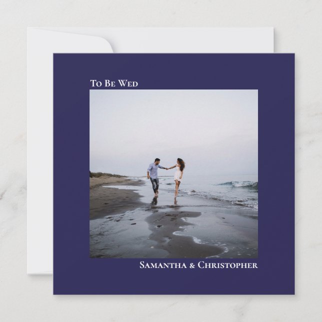 Convites Casamento de Fotografias na Praça Azul, Marinho Mi (Frente)