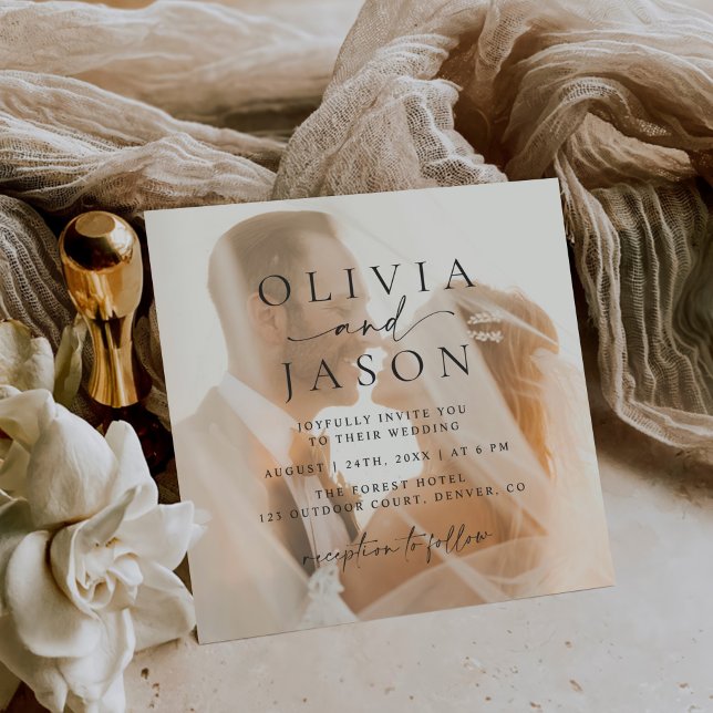 Convites Casamento de Fotografias na Praça Elegante Minimal (Criador carregado)