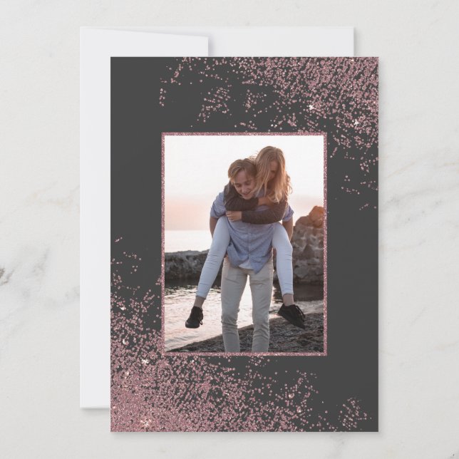 Convites Casamento de Fotografias Negras com Glitter Dourad (Verso)