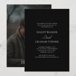 Convites Casamento de Fotografias Negras com Script Clássic