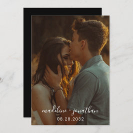 Convites Casamento de Fotografias Negras com Script Elegant