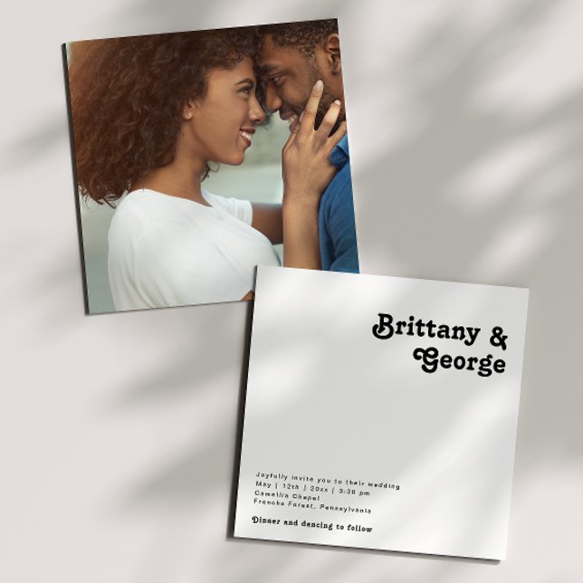 Convites Casamento de Fotografias Quadradas com Letra Moder (Criador carregado)