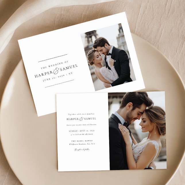 Convites Casamento de Fotografias Romântica Elegante 2 (Criador carregado)