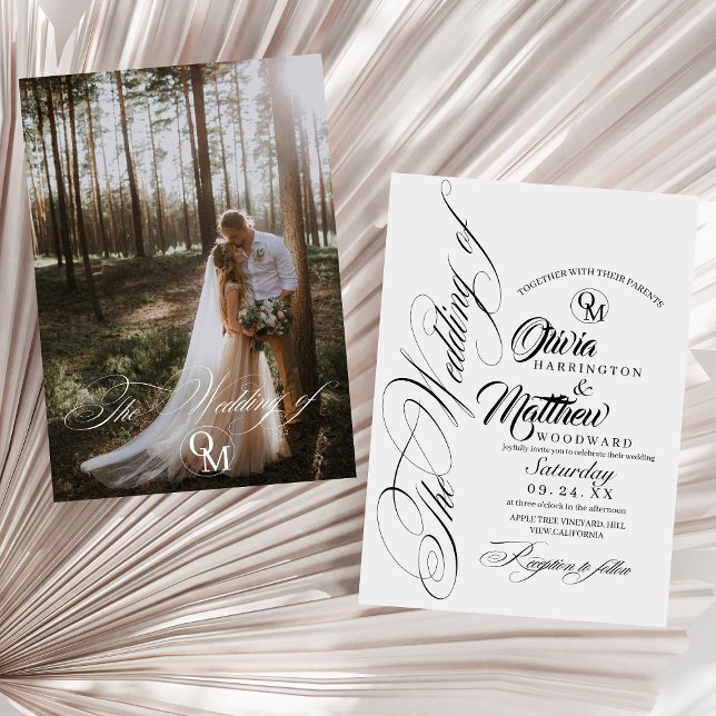 Convites Casamento de Fotografias Românticas de Script Pret (Criador carregado)