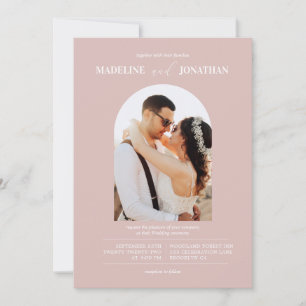 Convites Casamento de Fotografias Rosa Migre Moderno Minima