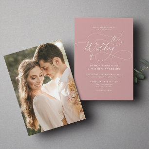 Convites Casamento de Fotografias Rosa-Rosa Com Leitura De