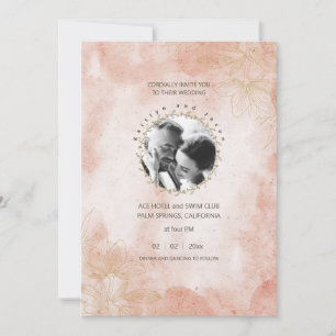 Convites Casamento de Fotografias Rustic Elegant Pink