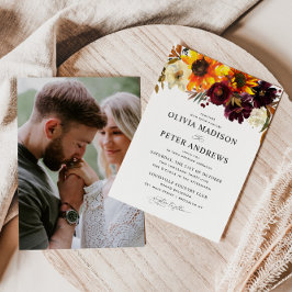 Convites Casamento de Fotografias Rustic Sunflower Rosa Bur