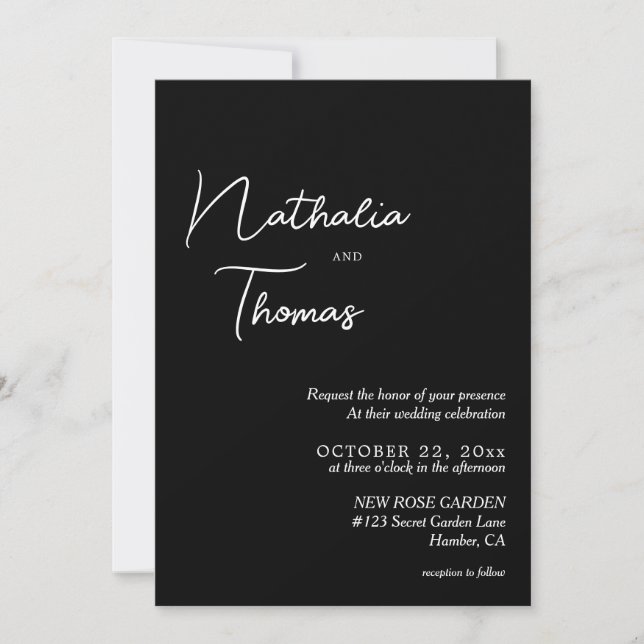 Convites Casamento de Fotografias Simples a Preto e Branco (Frente)
