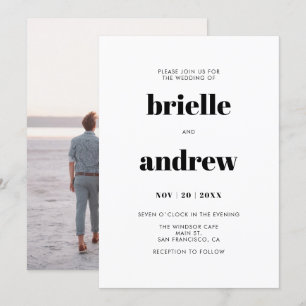 Convites Casamento de Fotografias Simples Bold Serif