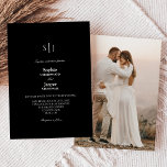 Convites Casamento de Fotografias Simples de Monograma Clás<br><div class="desc">Este clássico convite de casamento de monograma preto é perfeito para o seu elegante casamento moderno. Esta design apresenta uma caligrafia simples branca, colocada sobre um fundo preto escuro para corresponder ao seu casamento clássico tradicional ou ao casamento de boho minimalista no primavera, verão, outono ou inverno. Por favor, sinta-se...</div>
