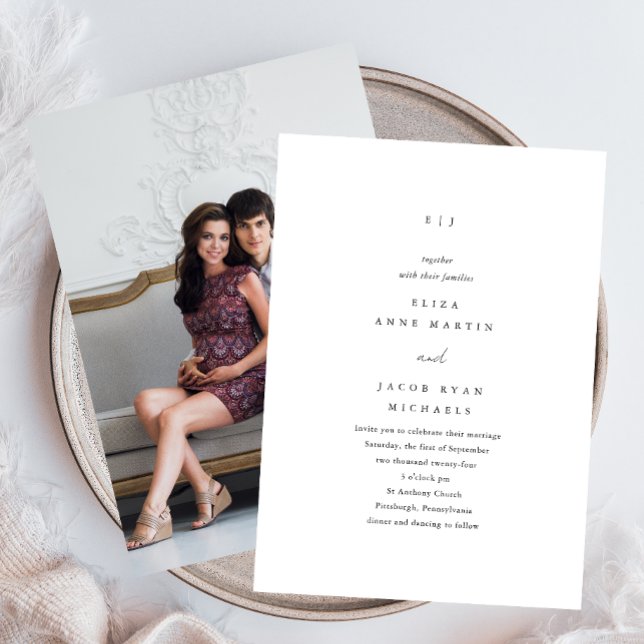 Convites Casamento de Fotografias Simples de Monograma Pret (Criador carregado)