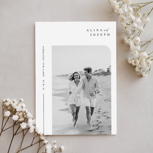 Convites Casamento de Fotografias Simples Elegante Minimali (Criador carregado)