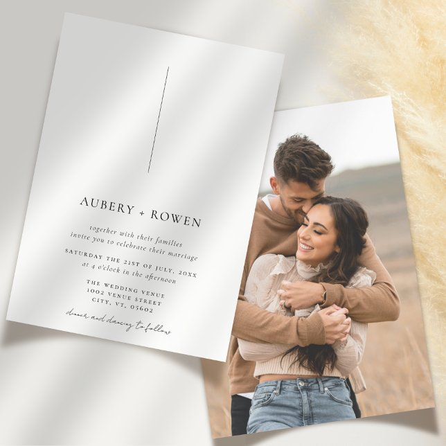 Convites Casamento de Fotografias Simples, Mínimo, Preto e  (Criador carregado)