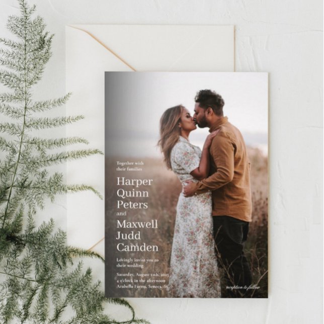 Convites Casamento de Fotografias Simples Moderno (Criador carregado)