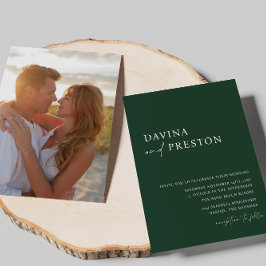 Convites Casamento de Fotografias Simples Moderno do Emeral