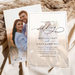 Convites Casamento de Fotografias Simples por Caligrafia<br><div class="desc">Este elegante Convite de Casamento apresenta um texto de caligrafia de script abrangente,  emparelhado com uma fonte de serifa clássica e sans modernos a preto,  com uma camada de fotos na frente e uma segunda foto no verso com um monograma personalizável. Itens correspondentes disponíveis.</div>