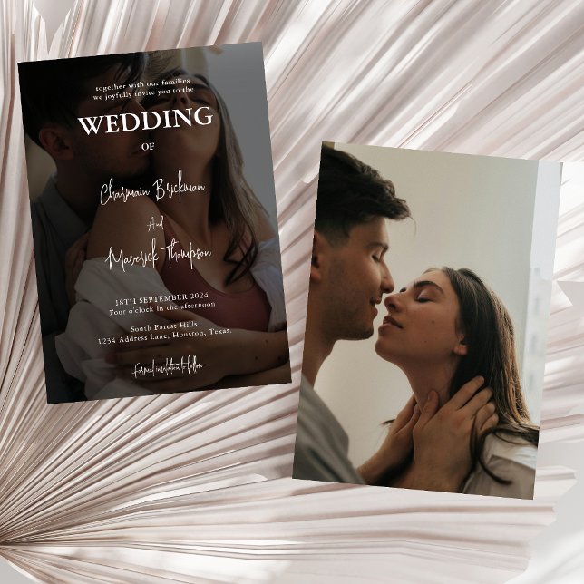 Convites Casamento de Fotografias Simples Preto e Branco (Criador carregado)