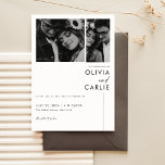 Convites Casamento de Fotografias Simples Preto e Branco Mi<br><div class="desc">Convide seus convidados com elegância e simplicidade usando nosso Simples Convite de Casamento de Foto Minimalista Preto e Branco. Esta design capta a essência de um casamento romântico, não tradicional, com tipografia eterno e um layout moderno e chic. O convite duplo mostra 3 fotos lindas que contam sua história de...</div>