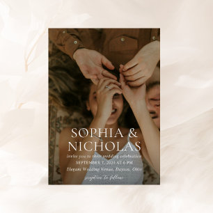 Convites Casamento de Fotografias Simples Preto e Branco Mo